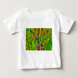 Camiseta Para Bebê Teal Rainbow Dragonfly