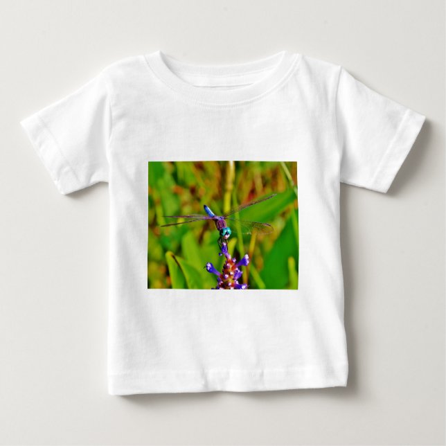 Camiseta Para Bebê Teal Rainbow Dragonfly (Frente)