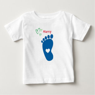 Camiseta Para Bebê Tecido do bebê azul - nome personalizado