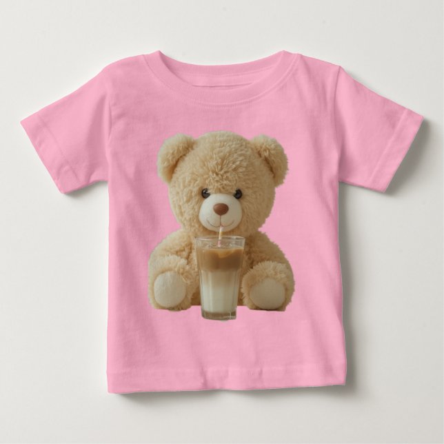 Camiseta Para Bebê Teddy Bear Cold Brew  (Frente)