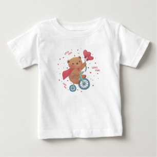 Camiseta Para Bebê Teddy Bear em Bike: Amo-te!