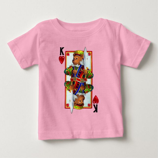 Camiseta Para Bebê Teddy Bear King of Hearts (Frente)