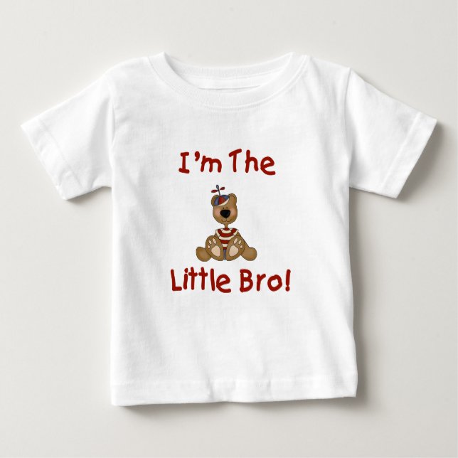Camiseta Para Bebê Teddy Bear Little Bro (Frente)