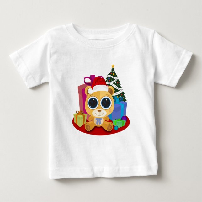 Camiseta Para Bebê Teddy Bear - Natal (Frente)