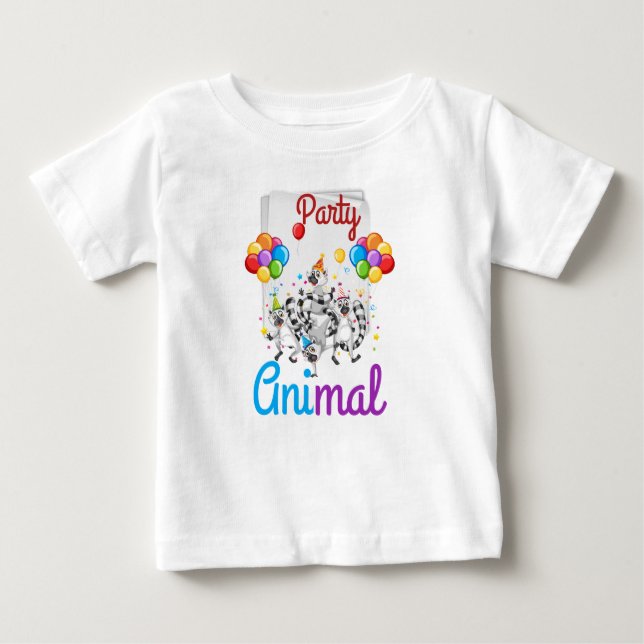Camiseta Para Bebê Tee Animal de Primeira Festa do Bebê (Frente)