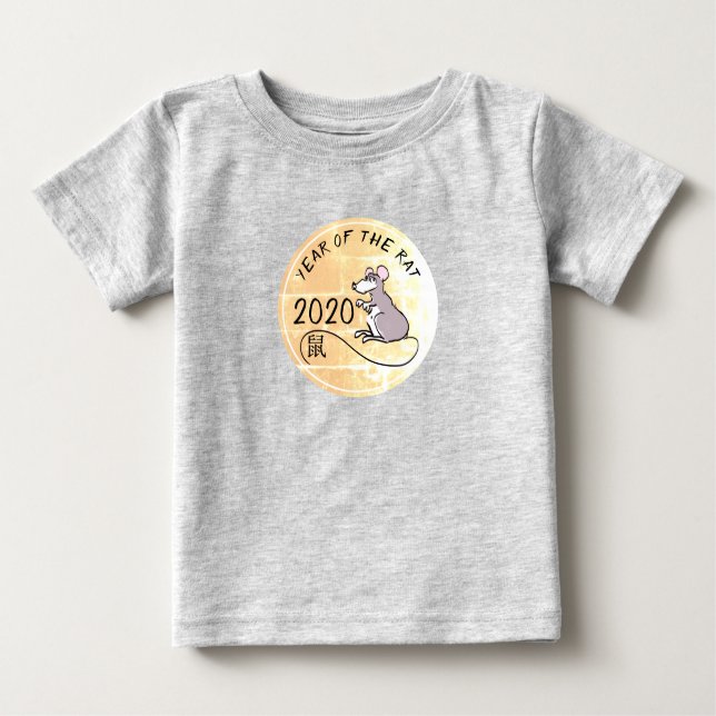 Camiseta Para Bebê Tee Bebê 2020 - Rato Chinês (Frente)