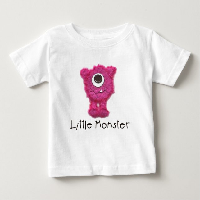 Camiseta Para Bebê Tee de Capa Longa, Pequeno Monstro Rosa Zippy (Frente)