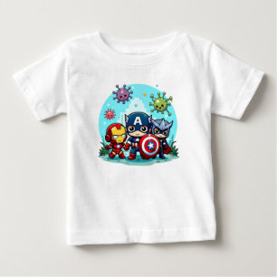 Camiseta Para Bebê Tee dos Super-Heróis Kawaii - Heróis Adoráveis
