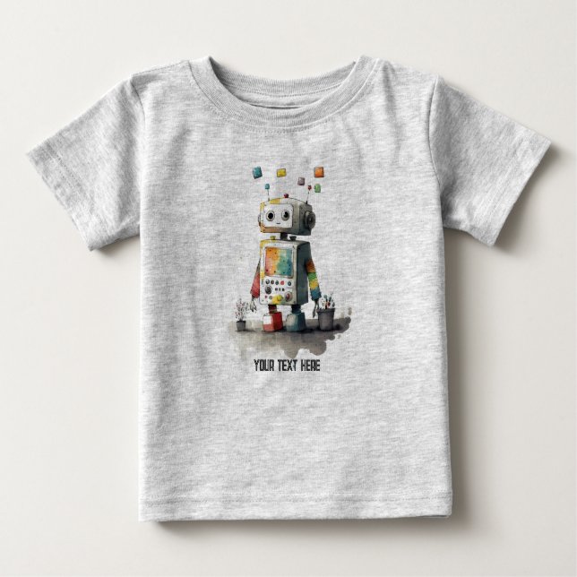 Camiseta Para Bebê Tee Robô Bebê Personalizado (Frente)