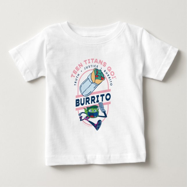 Camiseta Para Bebê Teen Titans Go! Beast Boy "Truth Justice Burrito" (Frente)