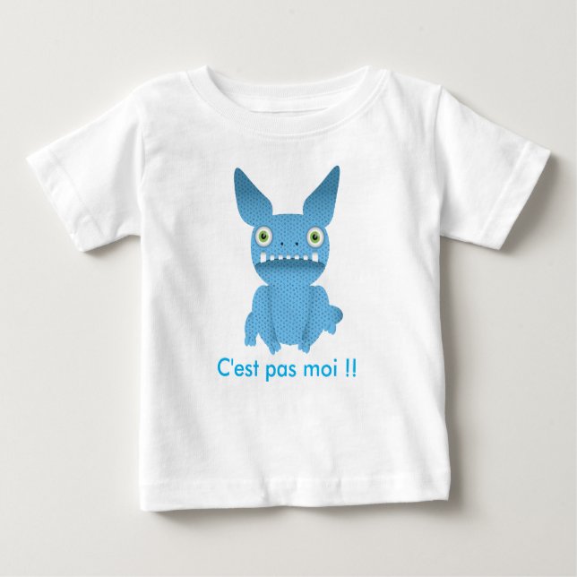 Camiseta Para Bebê teeshirt criança monstro azul (Frente)