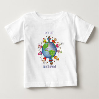 Camiseta Para Bebê Tem o mundo inteiro em suas mãos
