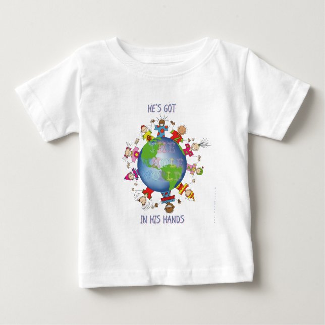 Camiseta Para Bebê Tem o mundo inteiro em suas mãos (Frente)