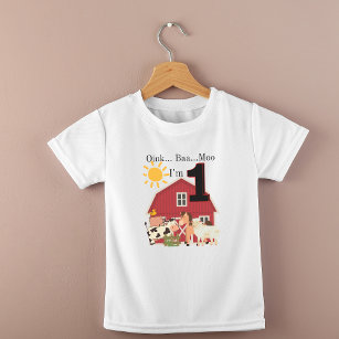 Camiseta Para Bebê Tema da Fazenda de aniversário de um ano