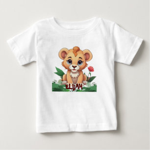 Camiseta Para Bebê Tema da Selva de Leão Selvagem de Um Cute