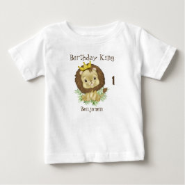 Camiseta Para Bebê Tema de Aniversário de Leão Bebê Fofo Aquarela Rei