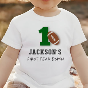 Camiseta Para Bebê Tema de Futebol Primeiro Ano de Aniversário
