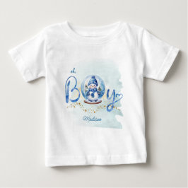 Camiseta Para Bebê Tema do Inverno do Homem de Neve Oh Boy