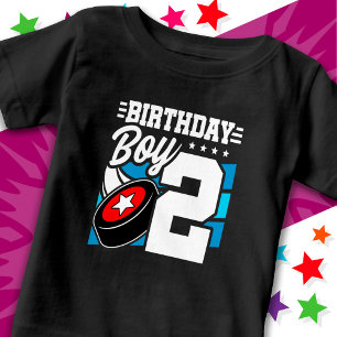 Camiseta Para Bebê Tema do segundo aniversário do Partido de Hóquei d