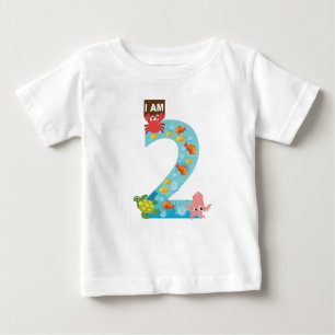 Camiseta Para Bebê tema oceano Segundo segundo aniversário