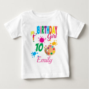 Camiseta Para Bebê Tema Personalizado do Crio de Arte de Aniversário