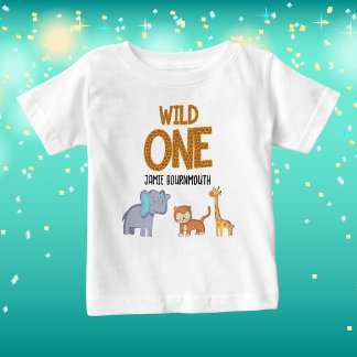 Camiseta Para Bebê Tema Safari Festa Aniversário Menino 1 Ano