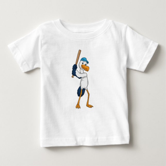 Camiseta Para Bebê Tempestade no Baseball com Baco de Baseball (Frente)