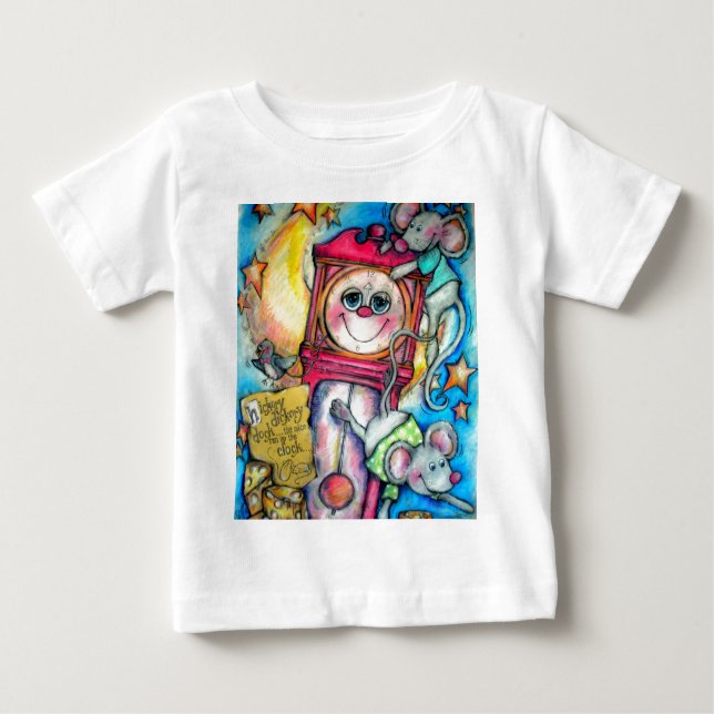 Camiseta Para Bebê Tempo da rima de berçário da doca de Dickory da (Frente)