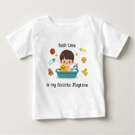 Camiseta Para Bebê Tempo de Banho do Bebê com Brinquedos