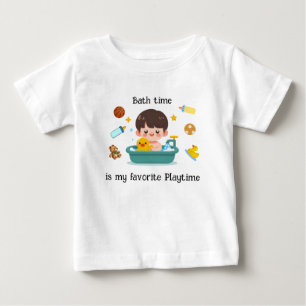 Camiseta Para Bebê Tempo de Banho do Bebê com Brinquedos