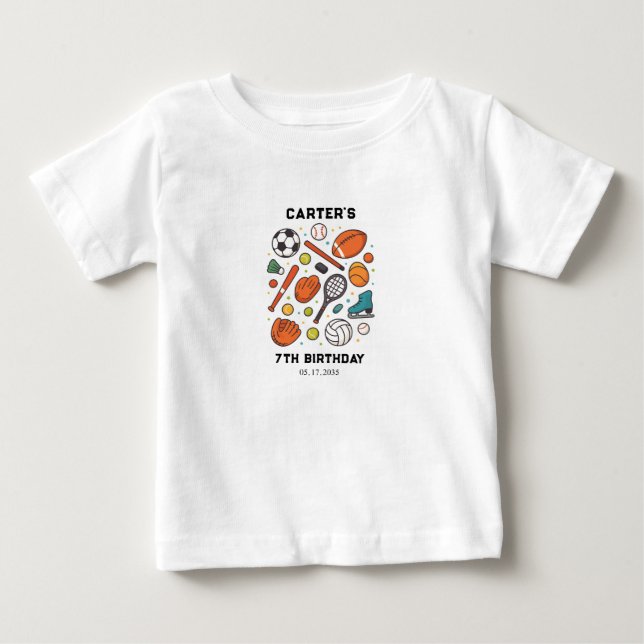 Camiseta Para Bebê Tempo de Jogo de Esportes Aniversário de Todas as  (Frente)