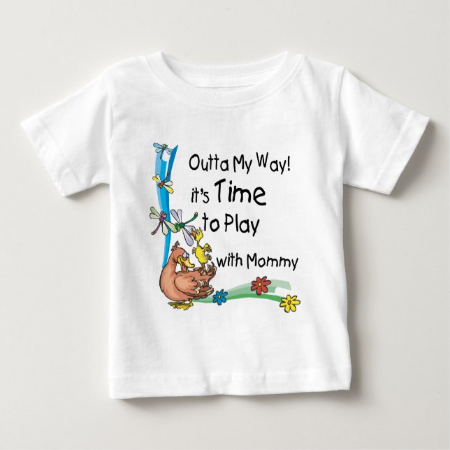 Camiseta Para Bebê Tempo para jogar com Mamães (Frente)