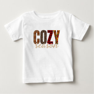 Camiseta Para Bebê Temporada Aconchegante Xadrez Leopardo Vibrações d