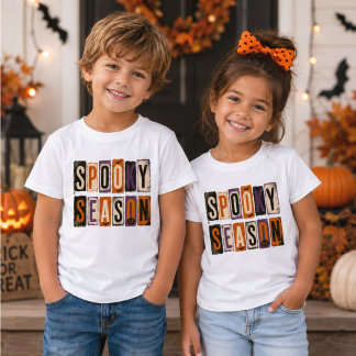 Camiseta Para Bebê Temporada Assustadora Letras em Bloco Vintage