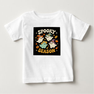 Camiseta Para Bebê Temporada Assustadora Quatro Fantasmas Halloween V