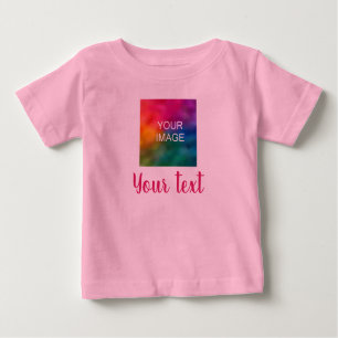 Camiseta Para Bebê Tendência de Modelo rosa de texto de imagem e scri