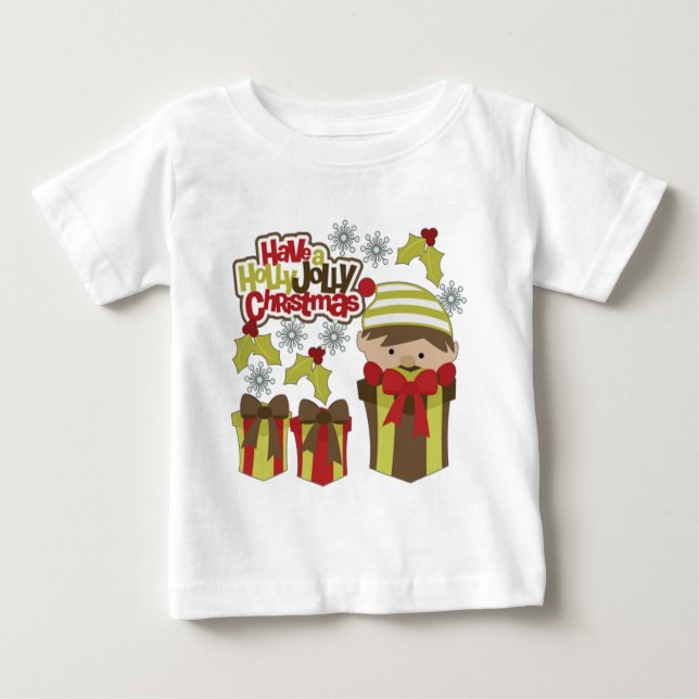 Camiseta Para Bebê Tenha Um Natal Holly Jolly (Frente)