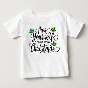 Camiseta Para Bebê Tenha um Pequeno Natal Feliz