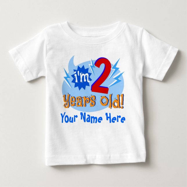 Camiseta Para Bebê Tenho 2 anos! (Personalizar com o Nome da Criança) (Frente)