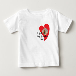 Camiseta Para Bebê Tenho meu avô aqui! Personalização da Foto