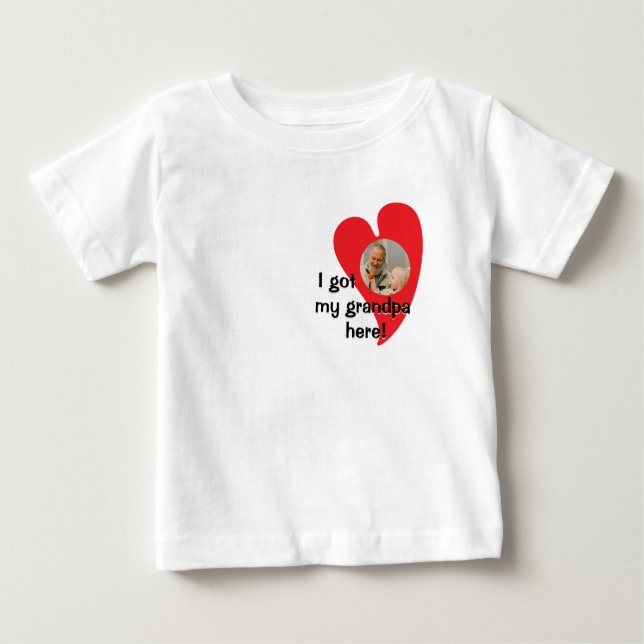 Camiseta Para Bebê Tenho meu avô aqui! Personalização da Foto (Frente)
