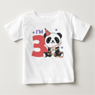 Camiseta Para Bebê Terceiro aniversário Panda Para Crianças 3 Anos Be