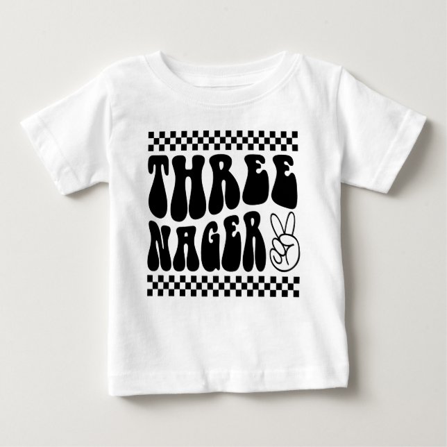 Camiseta Para Bebê Terceiro Aniversário, Threenager Retro-aniversário (Frente)