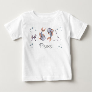 Camiseta Para Bebê Término Zodiacal Bebê Peixes BodySuit e Camiseta