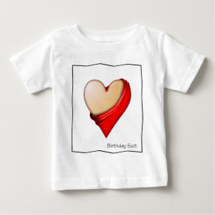 Camiseta Para Bebê Terno-CORAÇÃO do aniversário