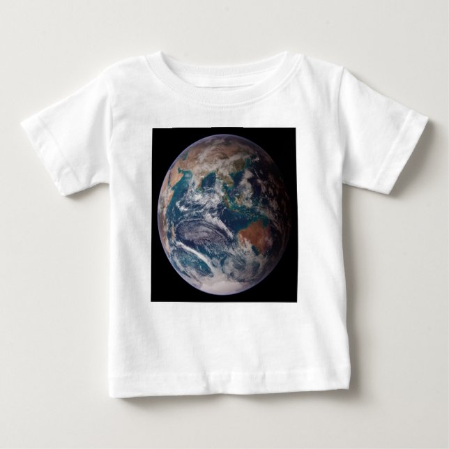 Camiseta Para Bebê Terra Marble Azul (Hemisfério Oriental) (Frente)
