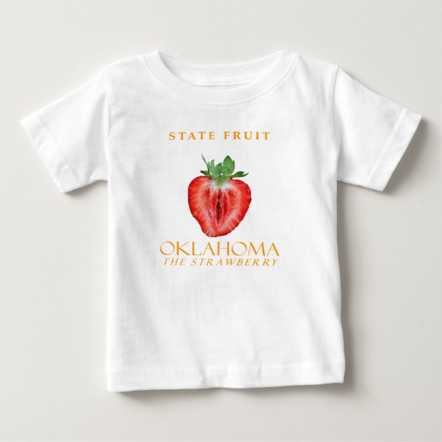 Camiseta Para Bebê Território de Oklahoma Fruta O Morango (Frente)