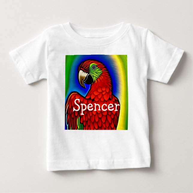 Camiseta Para Bebê Tesouro Tropical: Trabalho de arte de papagaio Vib (Frente)