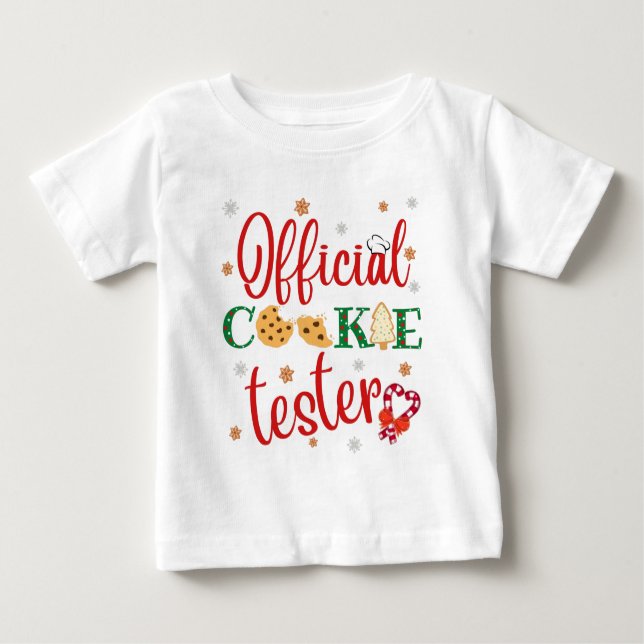 Camiseta Para Bebê testador de cookie oficial (Frente)