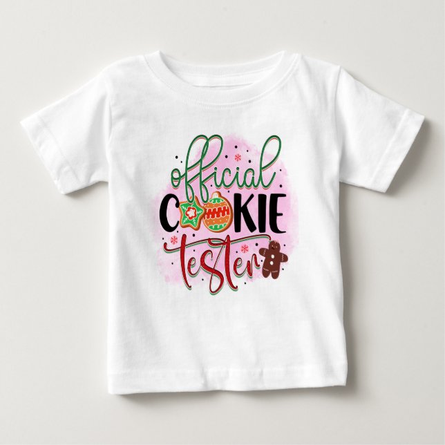 Camiseta Para Bebê Testador Oficial de Biscoito de Natal (Frente)